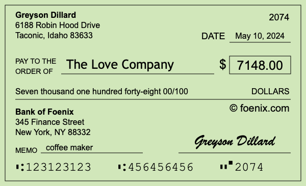 How to write a check for $7,148