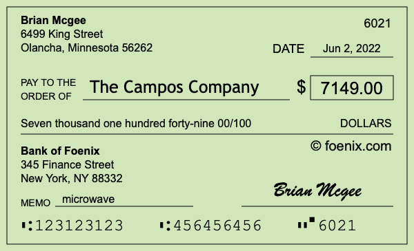 How to write a check for $7,149