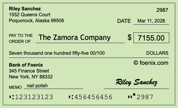 How to write a check for $7,155