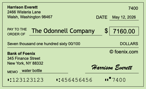 How to write a check for $7,160