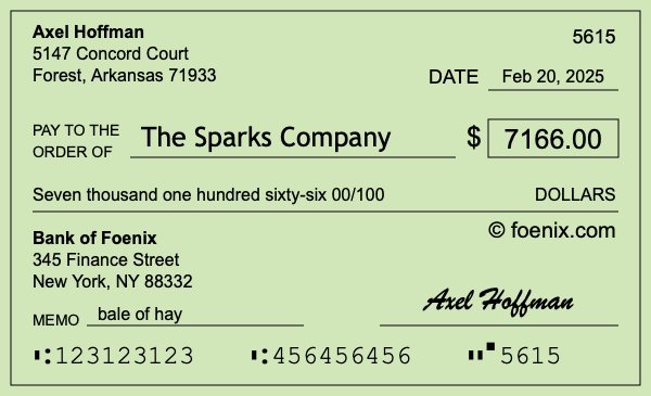 How to write a check for $7,166