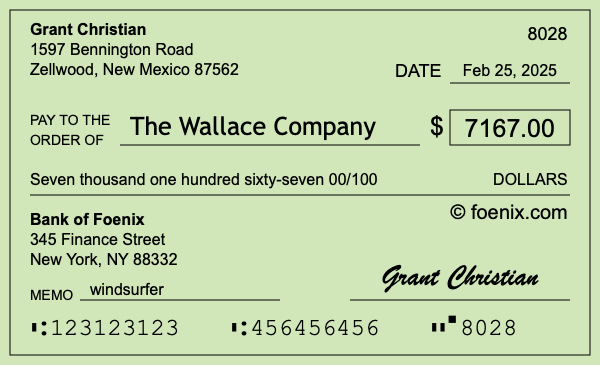 How to write a check for $7,167