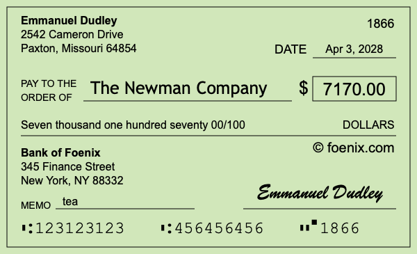 How to write a check for $7,170