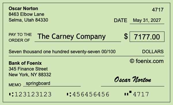 How to write a check for $7,177