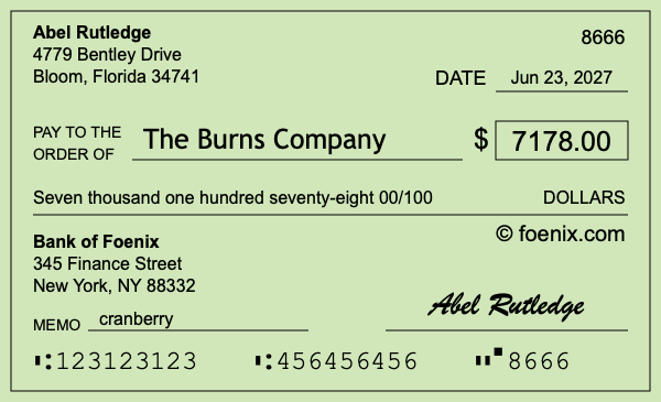 How to write a check for $7,178