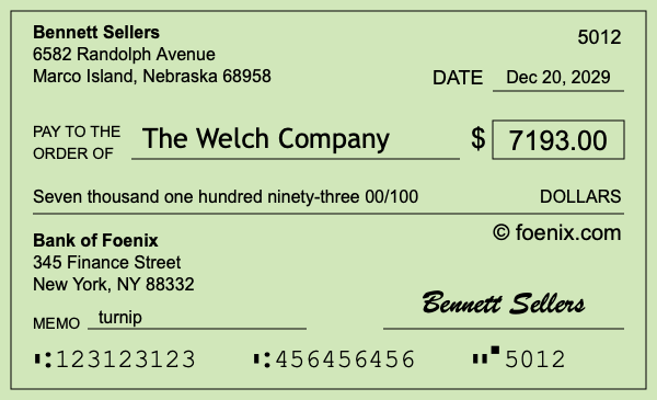 How to write a check for $7,193