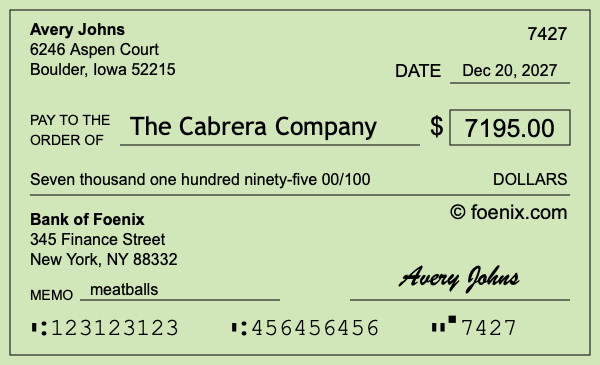 How to write a check for $7,195