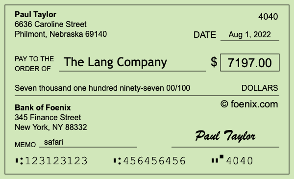 How to write a check for $7,197