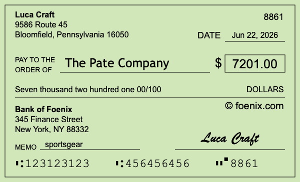 How to write a check for $7,201