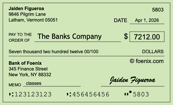 How to write a check for $7,212