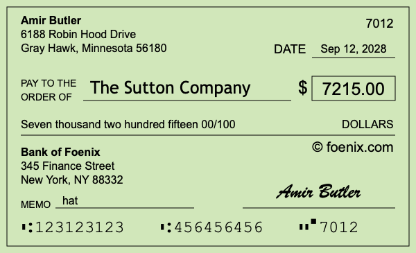 How to write a check for $7,215