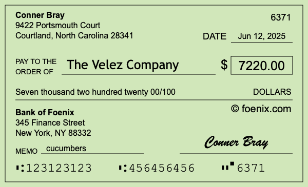How to write a check for $7,220
