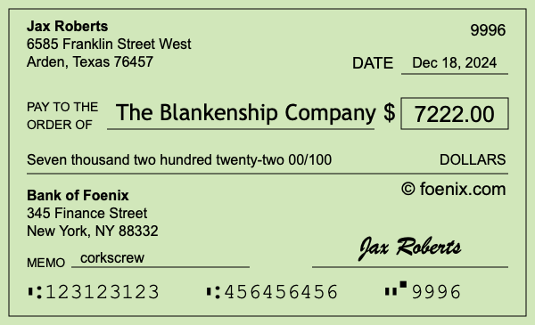 How to write a check for $7,222
