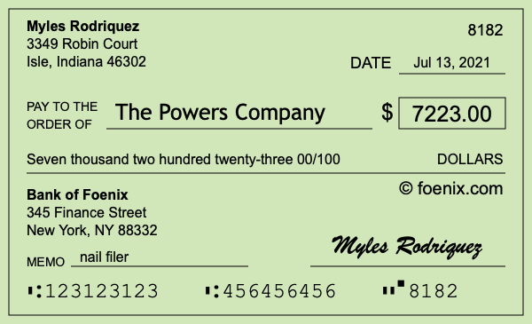 How to write a check for $7,223