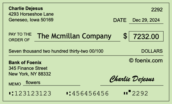 How to write a check for $7,232