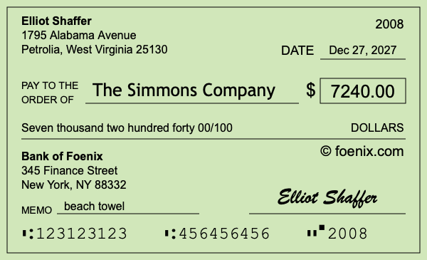 How to write a check for $7,240