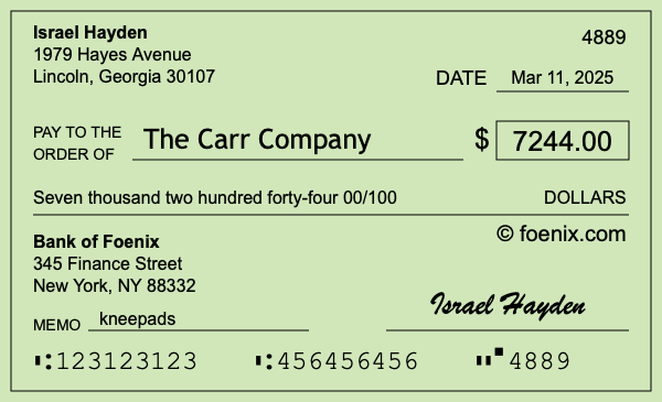 How to write a check for $7,244