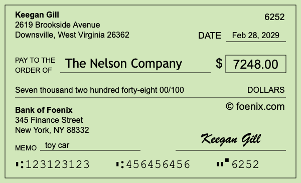 How to write a check for $7,248