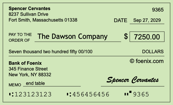 How to write a check for $7,250