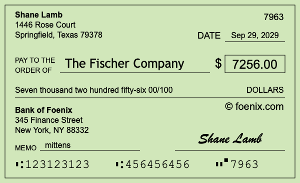 How to write a check for $7,256