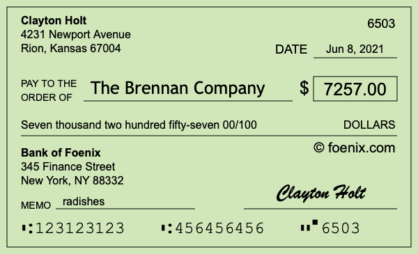 How to write a check for $7,257
