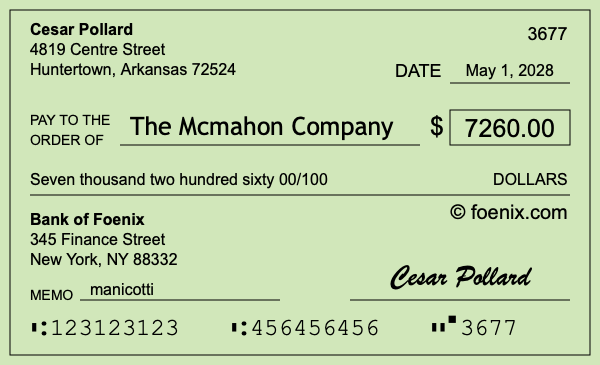 How to write a check for $7,260