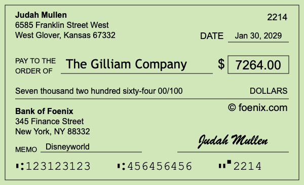 How to write a check for $7,264