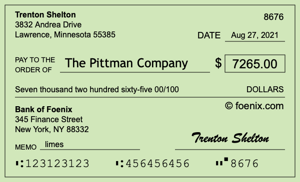 How to write a check for $7,265