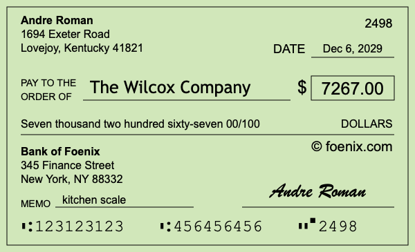 How to write a check for $7,267