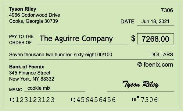 How to write a check for $7,268