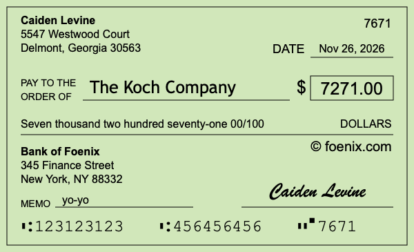 How to write a check for $7,271