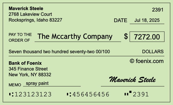 How to write a check for $7,272