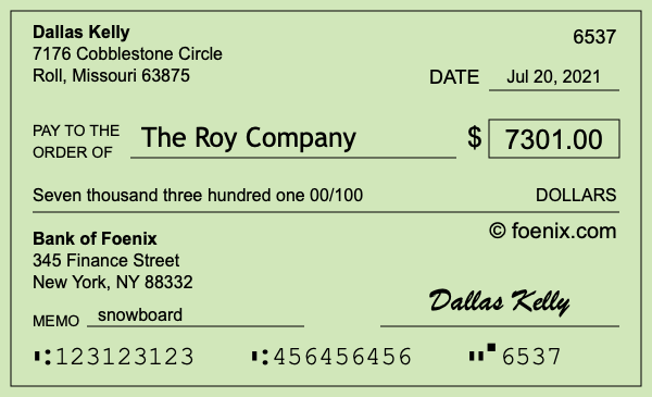 How to write a check for $7,301