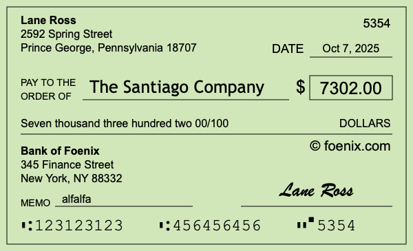 How to write a check for $7,302