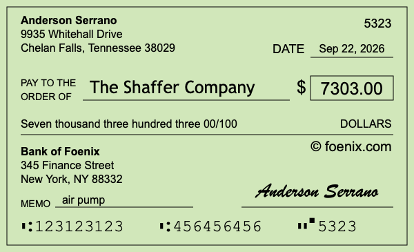 How to write a check for $7,303