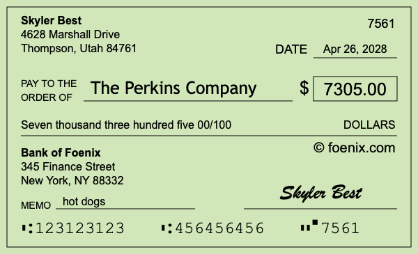 How to write a check for $7,305