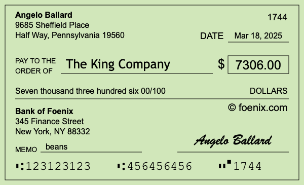 How to write a check for $7,306