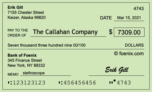 How to write a check for $7,309