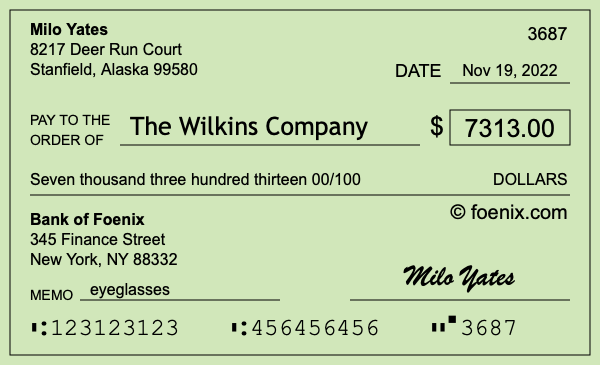How to write a check for $7,313