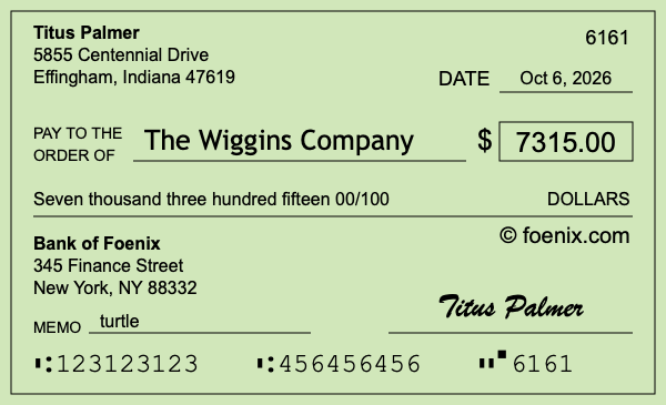 How to write a check for $7,315