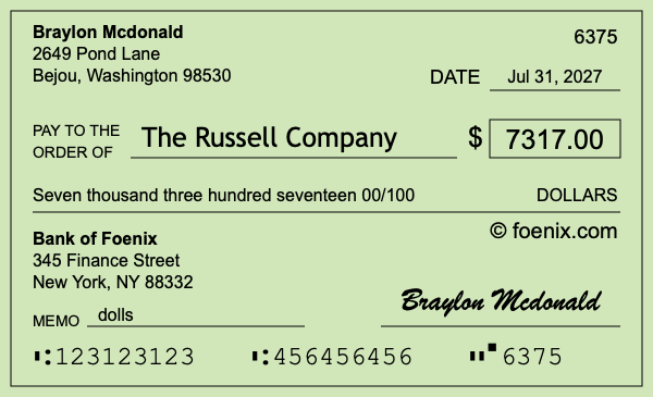How to write a check for $7,317