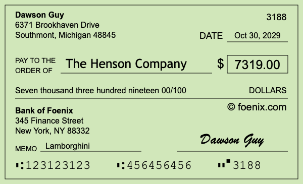 How to write a check for $7,319