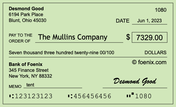 How to write a check for $7,329