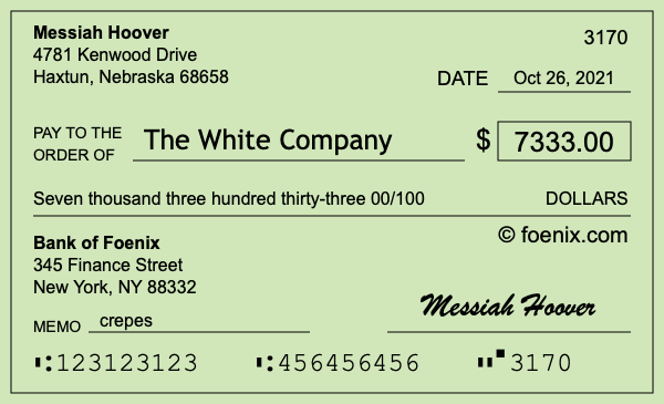 How to write a check for $7,333