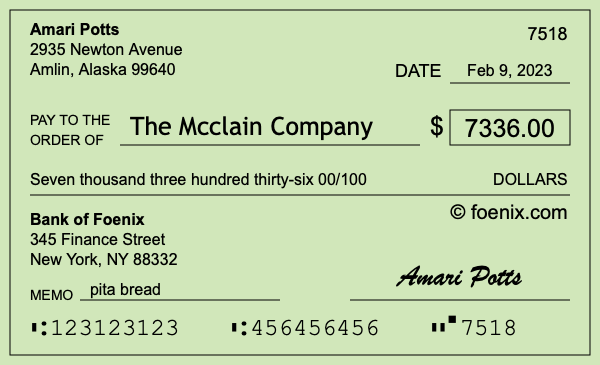 How to write a check for $7,336
