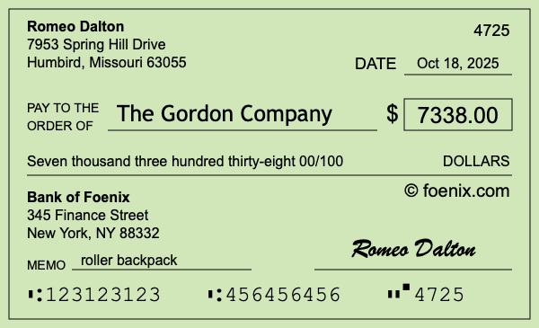 How to write a check for $7,338
