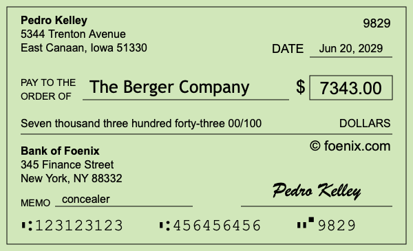 How to write a check for $7,343