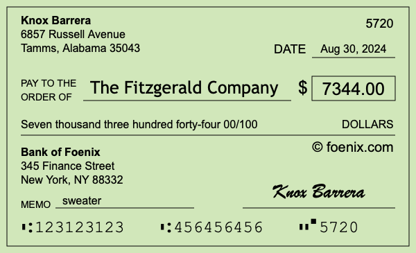 How to write a check for $7,344