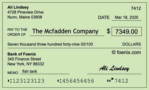 How to write a check for $7,349