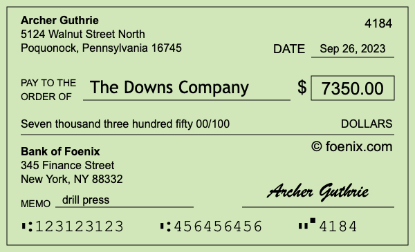 How to write a check for $7,350
